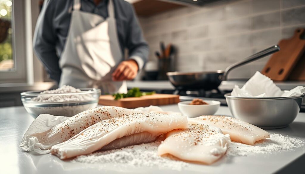 Preparing fish fillets for frying with proper drying techniques