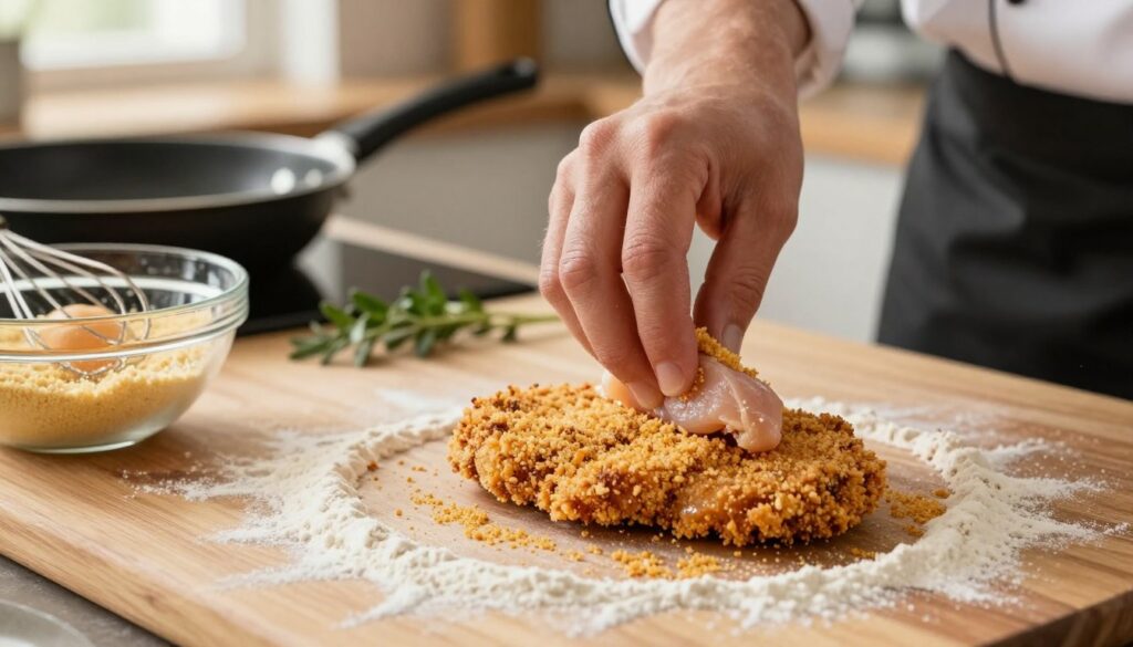 crispy chicken cutlet breading technique